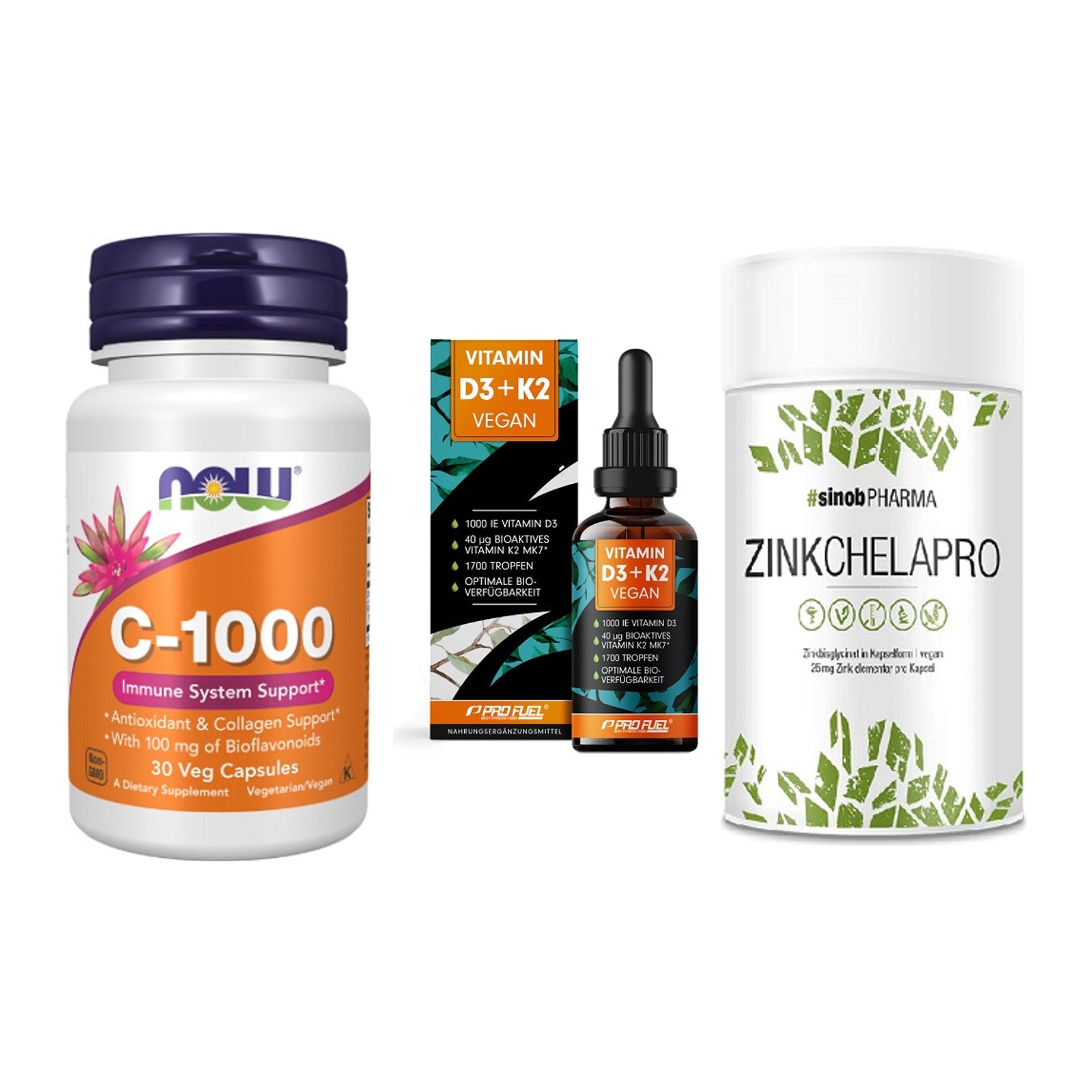 Immun-Set: Now Foods Vitamin + ProFuel Vitamin + Sinob Zink – alle enthaltenen Artikel