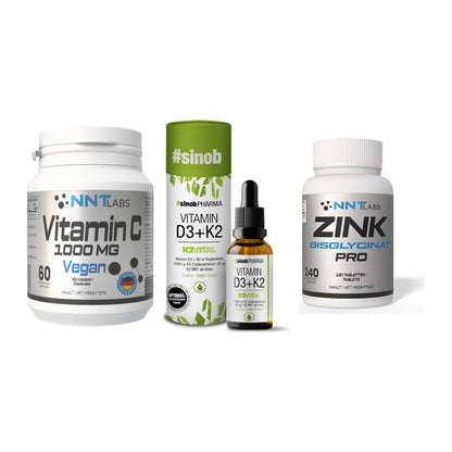 Immun-Set: NNT Vitamin C + Sinob Vitamin D3 + NNT Zink 50mg – alle enthaltenen Artikel