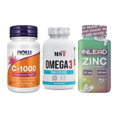 Immun-Set: Now Foods Vitamin + MST Omega 3 500 + INLEAD Zink – alle enthaltenen Artikel