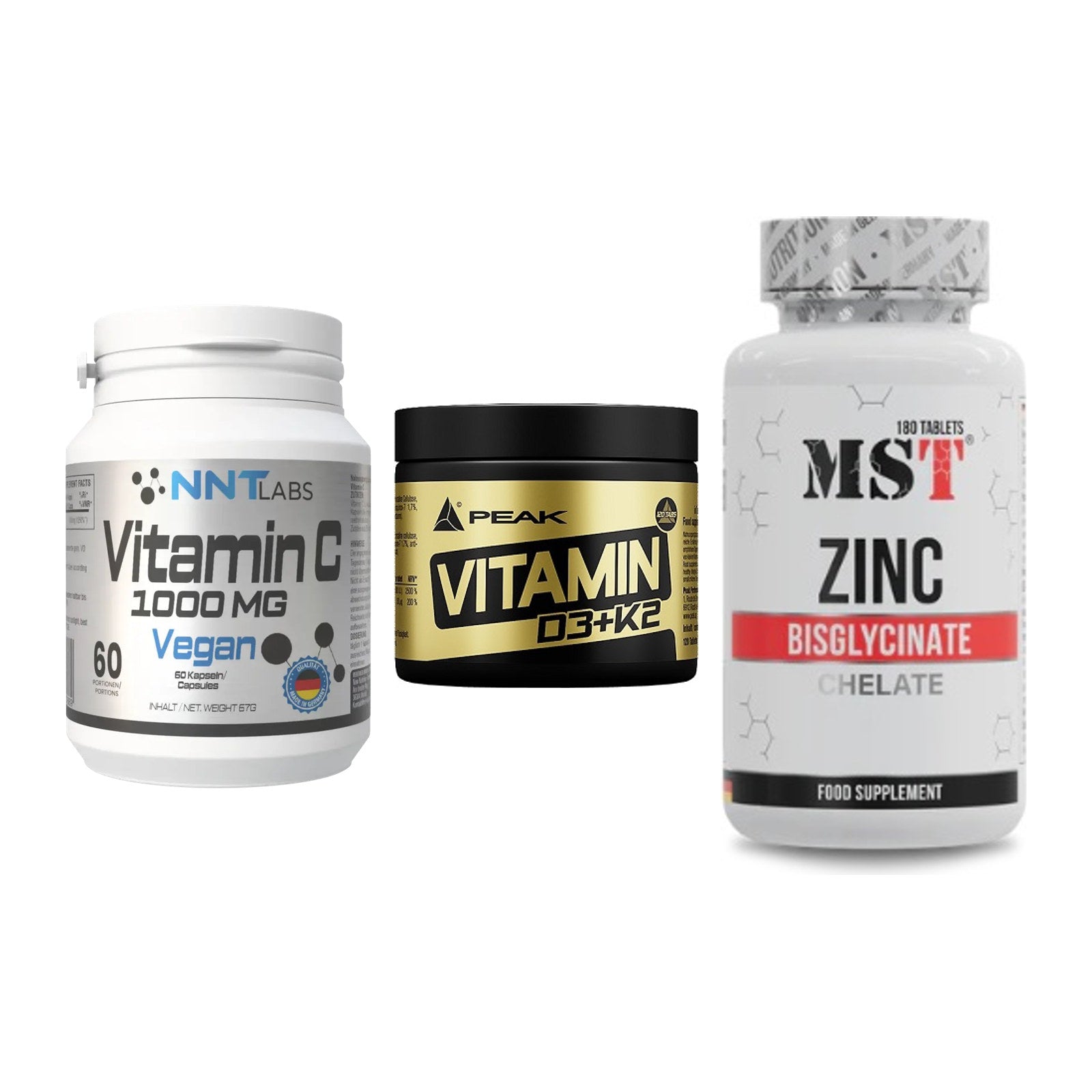 Immun-Set: NNT Vitamin C + Peak Vitamin + MST Zinc Chelate – alle enthaltenen Artikel