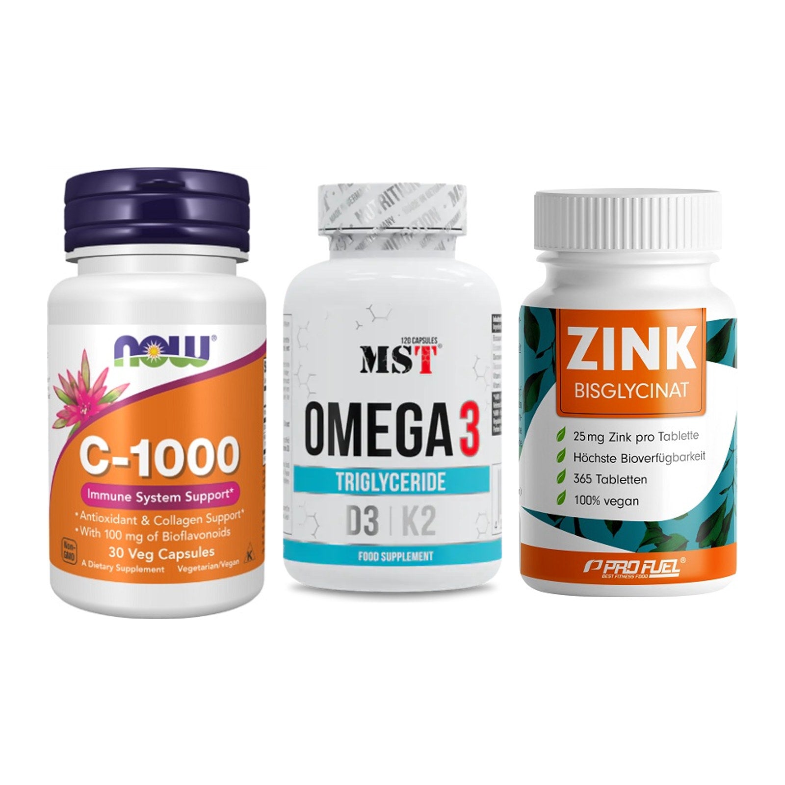 Immun-Set: Now Foods Vitamin + MST Omega 3 500 + ProFuel Zink – alle enthaltenen Artikel