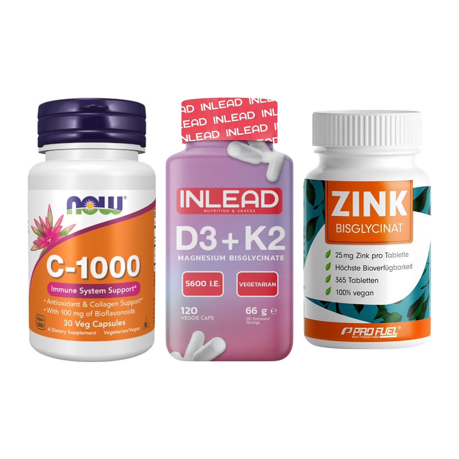Immun-Set: Now Foods Vitamin + INLEAD Vitamin D3 + ProFuel Zink – alle enthaltenen Artikel
