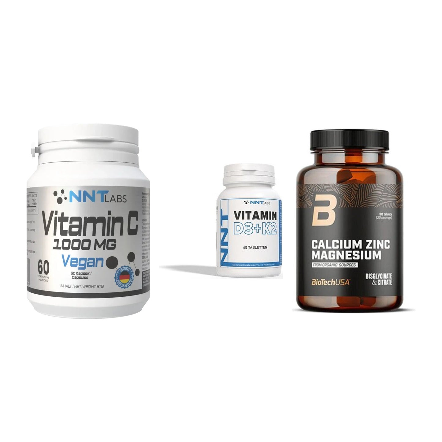 Immun-Set: NNT Vitamin C + NNT Vitamin D3+K2 + BioTech Calcium – alle enthaltenen Artikel