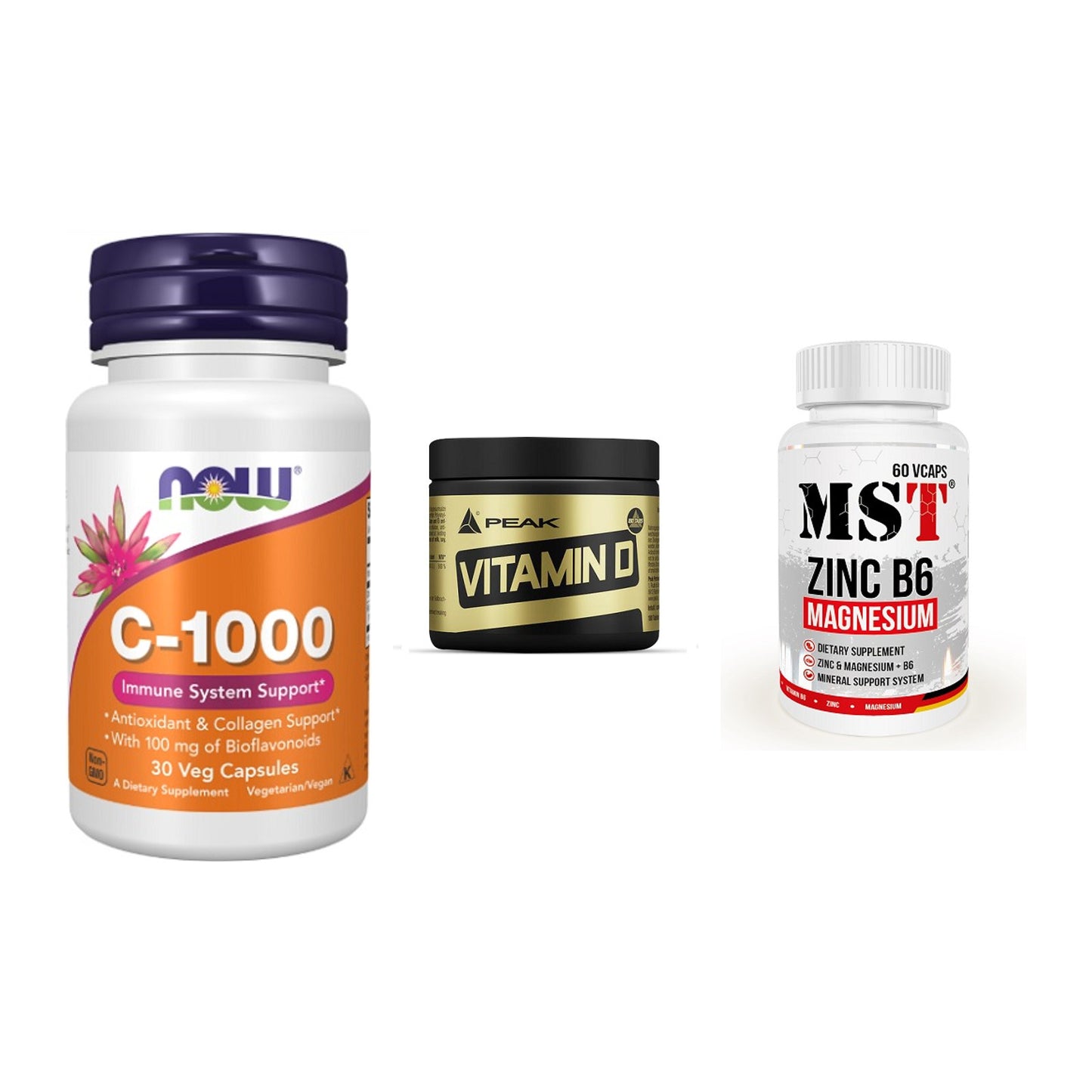 Immun-Set: Now Foods Vitamin + Peak Vitamin D + MST Zinc – alle enthaltenen Artikel