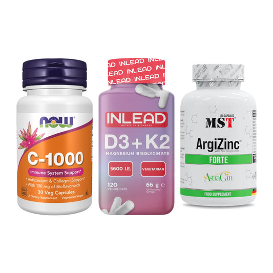 Immun-Set: Now Foods Vitamin + INLEAD Vitamin D3 + MST ArgiZinc – alle enthaltenen Artikel