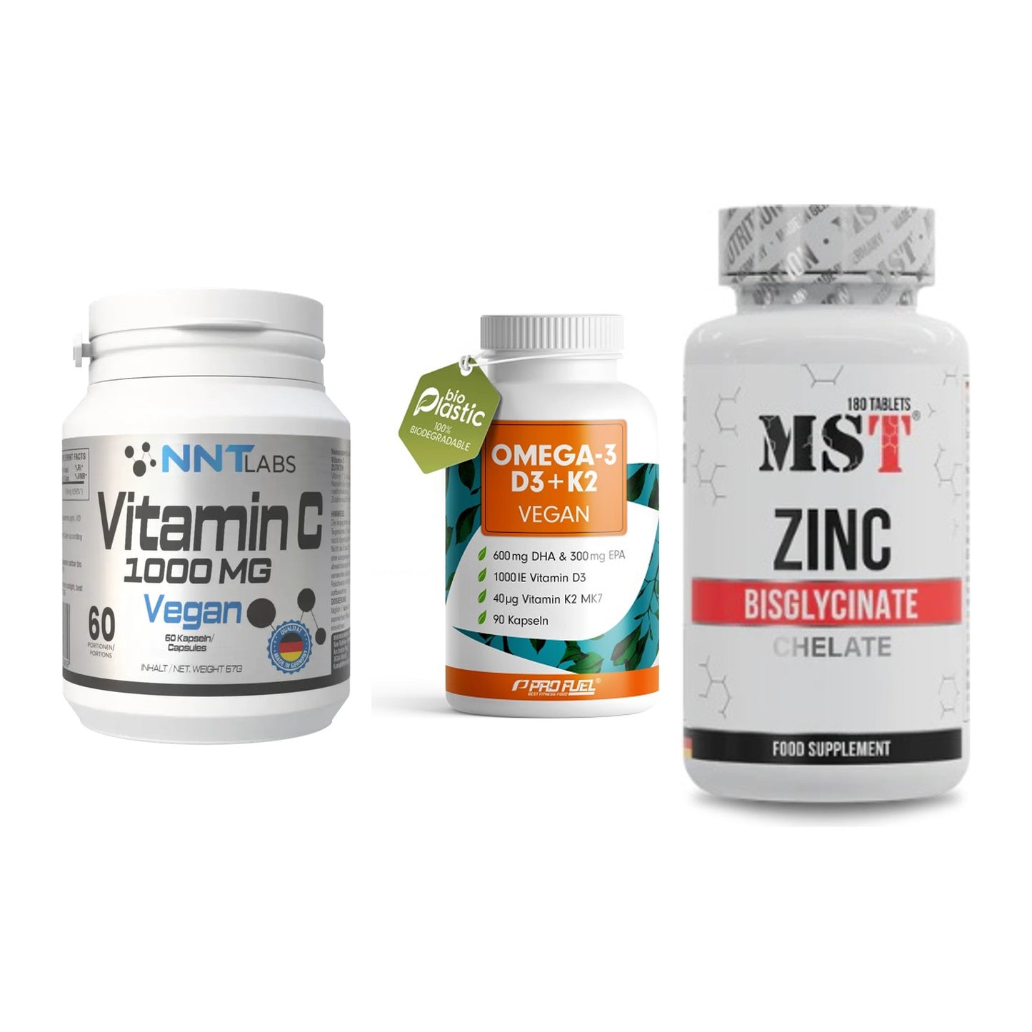 Immun-Set: NNT Vitamin C + ProFuel Omega 3 + MST Zinc Chelate – alle enthaltenen Artikel