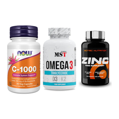 Immun-Set: Now Foods Vitamin + MST Omega 3 500 + Scitec Zinc – alle enthaltenen Artikel