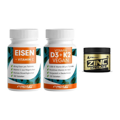 Immun-Set: ProFuel EISEN + ProFuel Vitamin + Peak Zink Chelat – alle enthaltenen Artikel