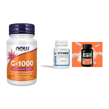 Immun-Set: Now Foods Vitamin + NNT Vitamin D3+K2 + ESN Zinc – alle enthaltenen Artikel