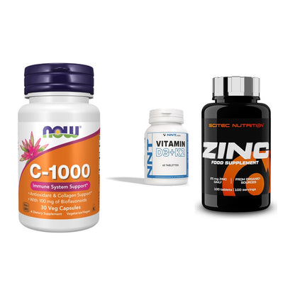 Immun-Set: Now Foods Vitamin + NNT Vitamin D3+K2 + Scitec Zinc – alle enthaltenen Artikel