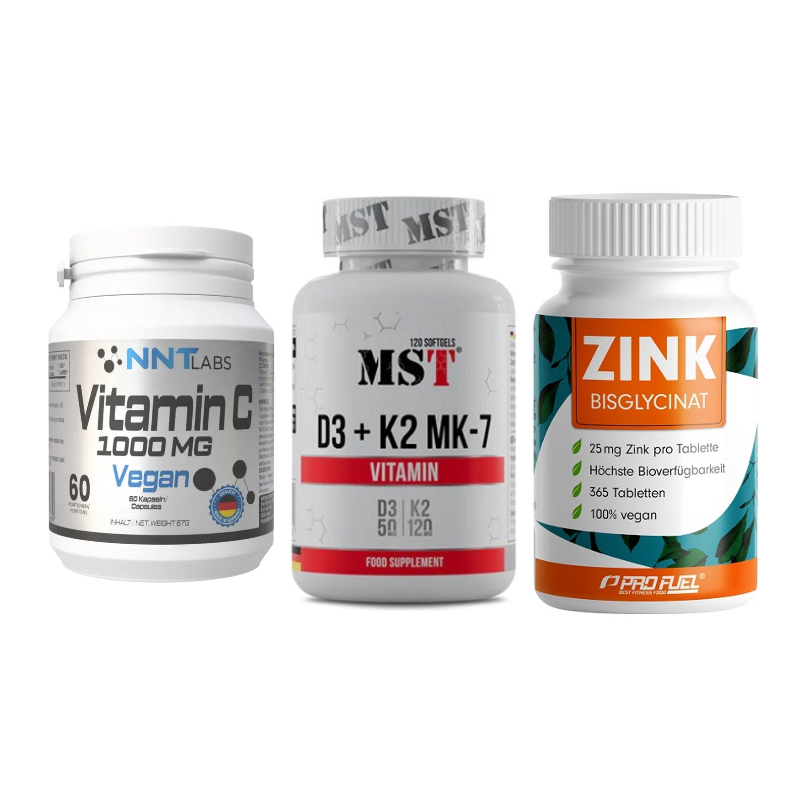 Immun-Set: NNT Vitamin C + MST Vitamin D3 + ProFuel Zink – alle enthaltenen Artikel
