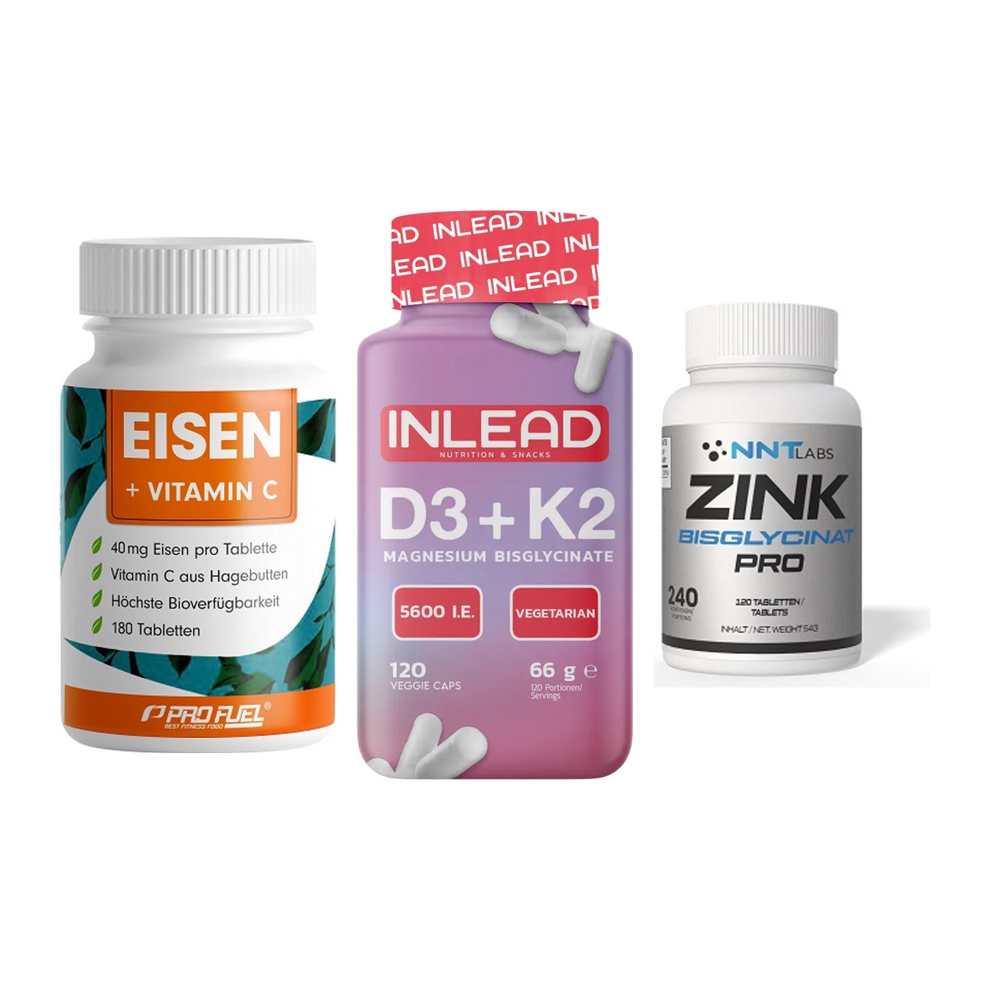 Immun-Set: ProFuel EISEN + INLEAD Vitamin D3 + NNT Zink 50mg – alle enthaltenen Artikel
