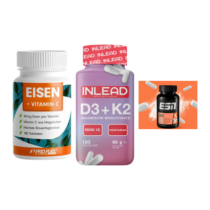 Immun-Set: ProFuel EISEN + INLEAD Vitamin D3 + ESN Zinc – alle enthaltenen Artikel