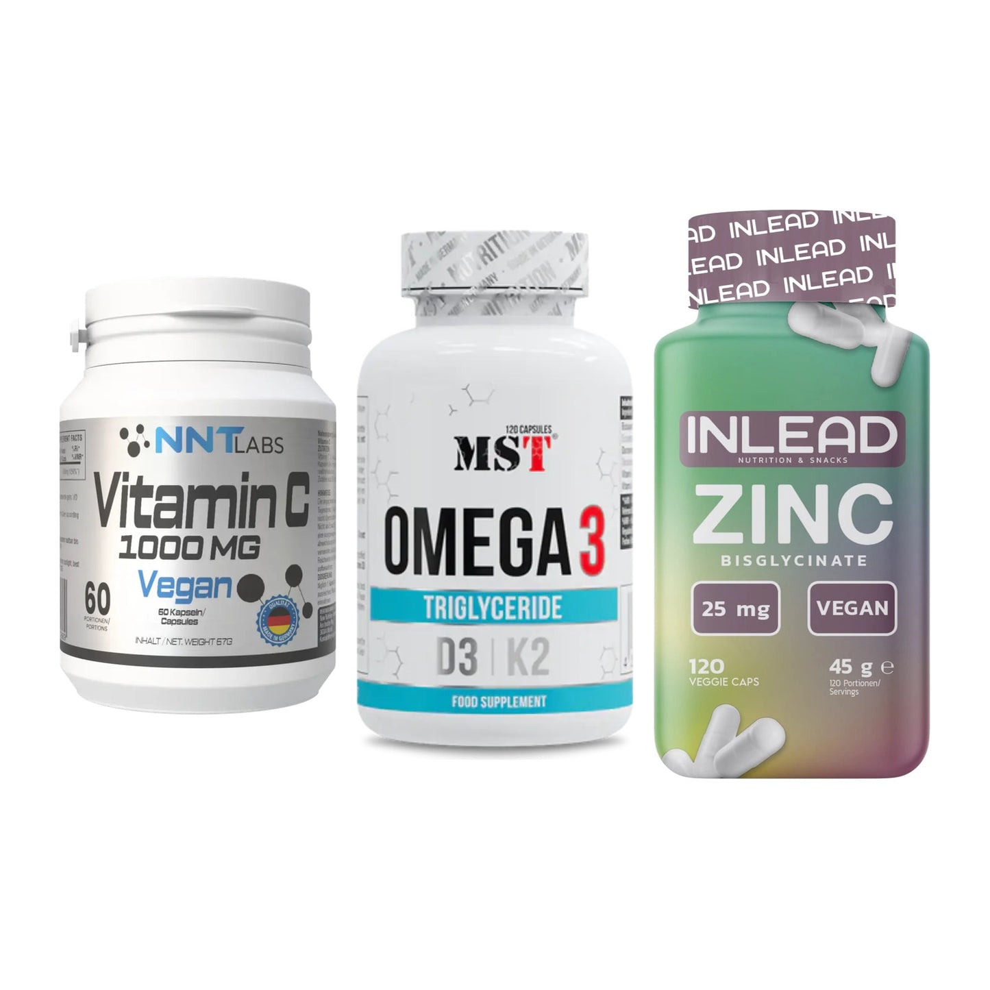 Immun-Set: NNT Vitamin C + MST Omega 3 500 + INLEAD Zink – alle enthaltenen Artikel