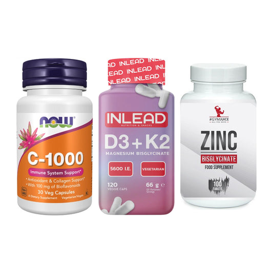 Immun-Set: Now Foods Vitamin + INLEAD Vitamin D3 + #GYMJUICE ZINC – alle enthaltenen Artikel