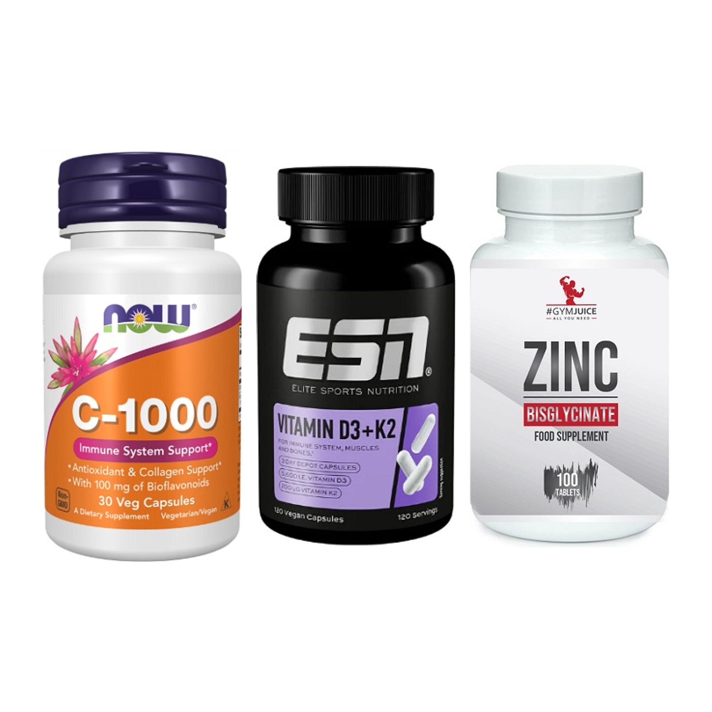 Immun-Set: Now Foods Vitamin + ESN Vitamin D3 + #GYMJUICE ZINC – alle enthaltenen Artikel