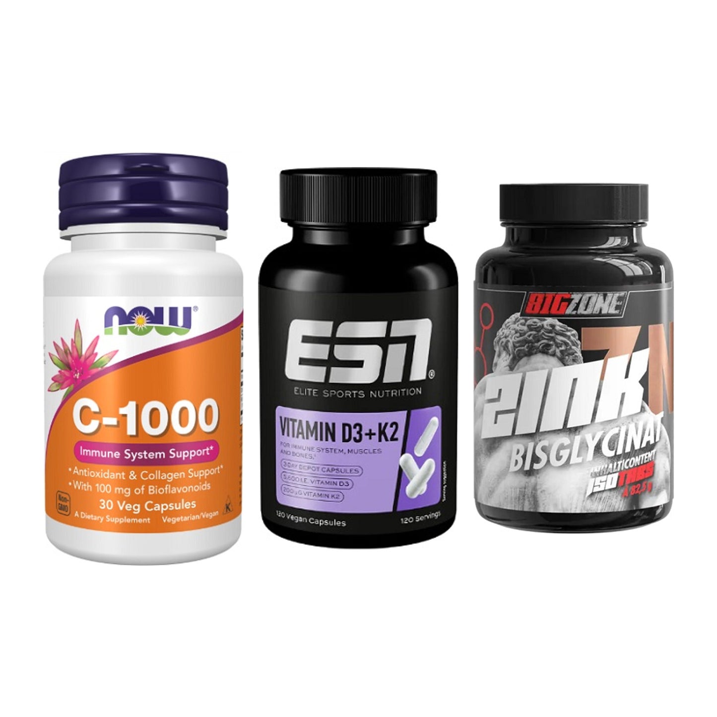 Immun-Set: Now Foods Vitamin + ESN Vitamin D3 + Big Zone Zink – alle enthaltenen Artikel