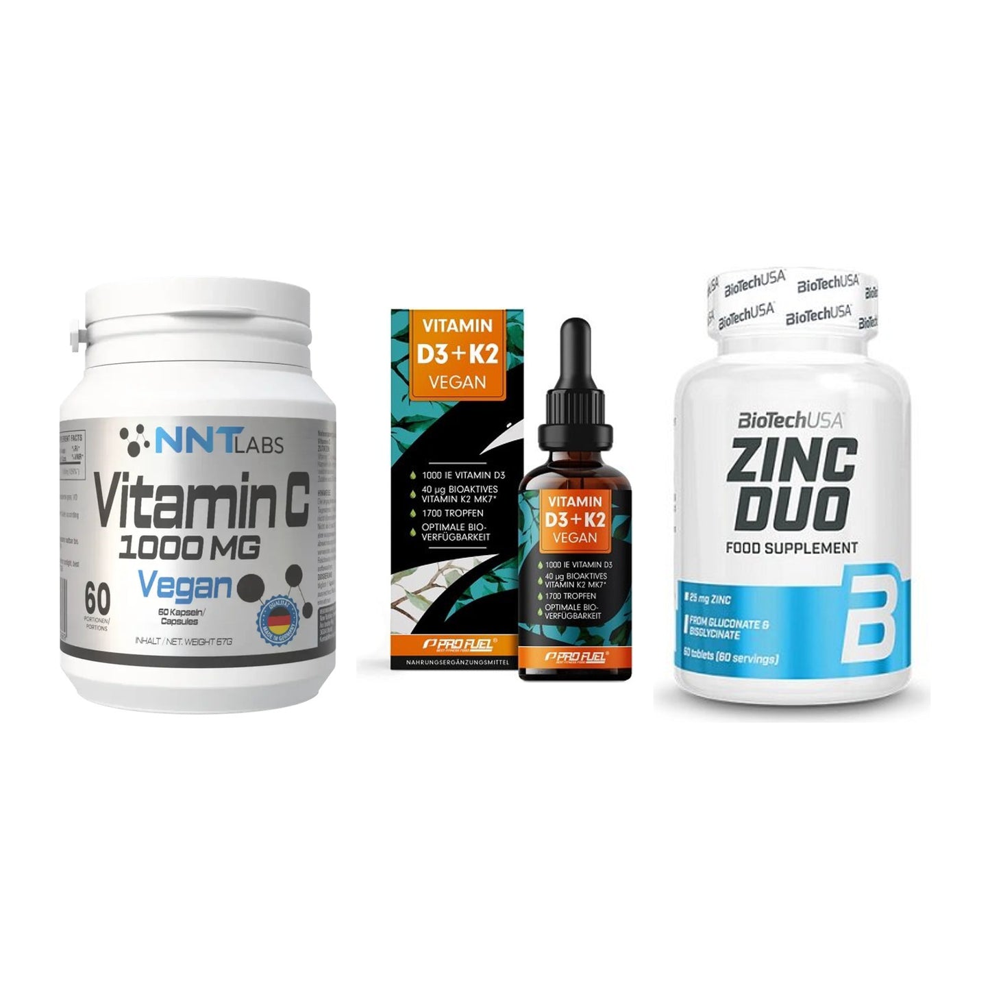 Immun-Set: NNT Vitamin C + ProFuel Vitamin + BioTech Zinc Duo – alle enthaltenen Artikel