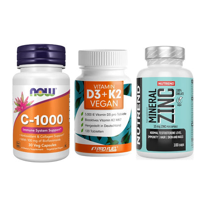 Immun-Set: Now Foods Vitamin + ProFuel Vitamin + Nutrend Zinc – alle enthaltenen Artikel