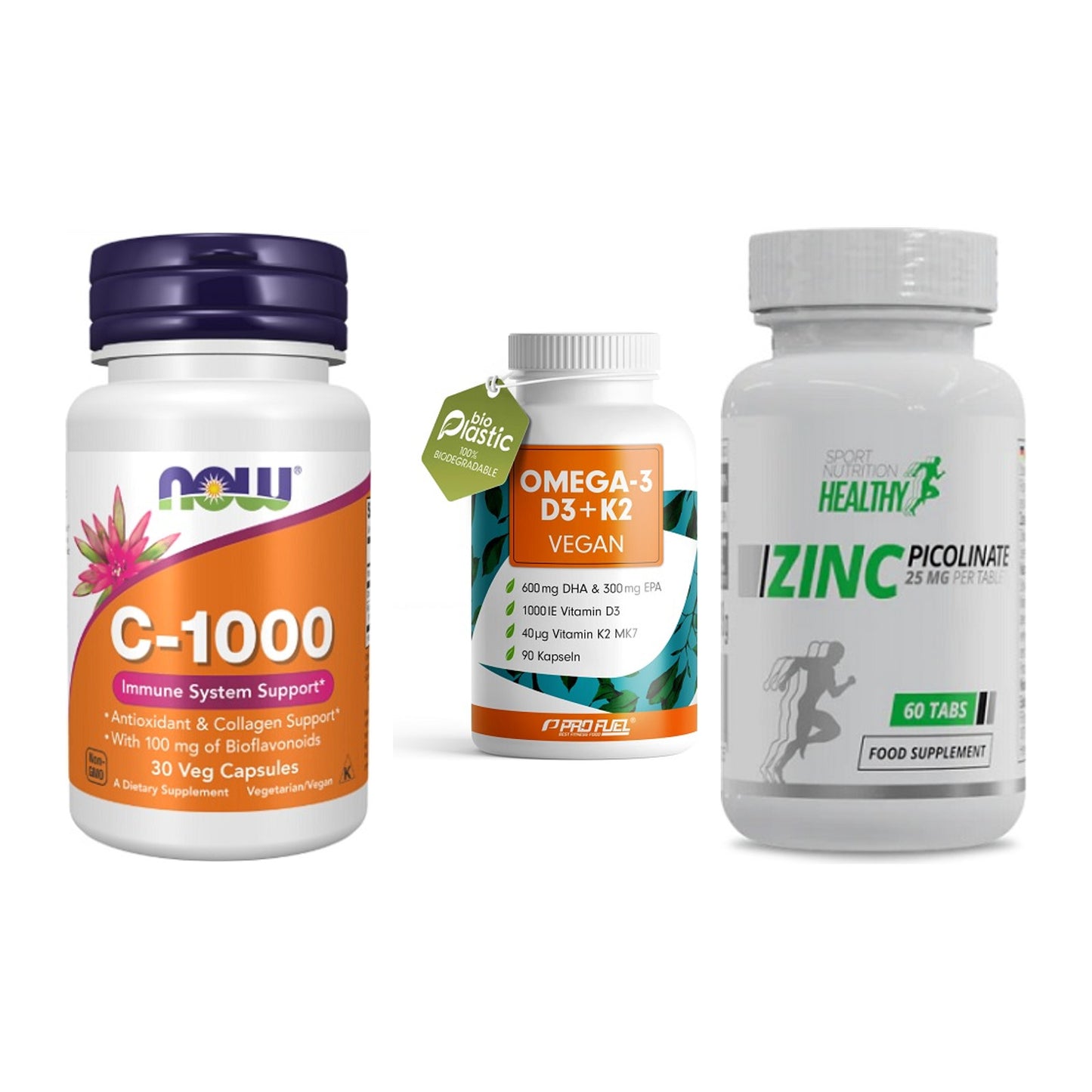 Immun-Set: Now Foods Vitamin + ProFuel Omega 3 + MST Healthy Zinc – alle enthaltenen Artikel