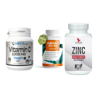 Immun-Set: NNT Vitamin C + ProFuel Omega 3 + #GYMJUICE ZINC – alle enthaltenen Artikel
