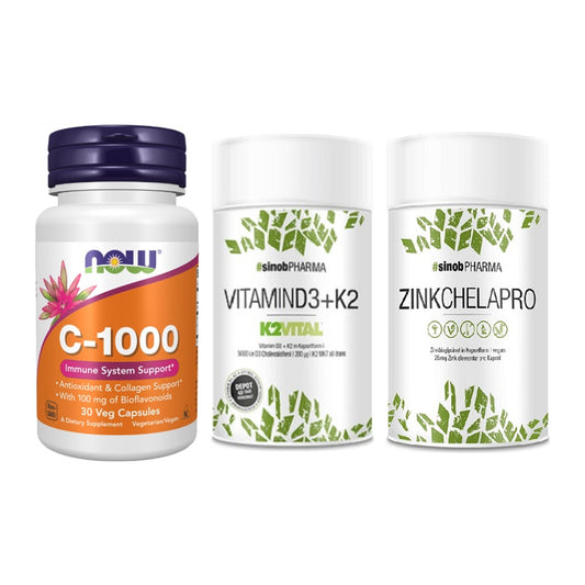Immun-Set: Now Foods Vitamin + Sinob Vitamin D3 + Sinob Zink – alle enthaltenen Artikel
