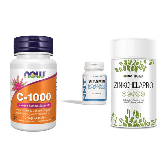 Immun-Set: Now Foods Vitamin + NNT Vitamin D3+K2 + Sinob Zink – alle enthaltenen Artikel