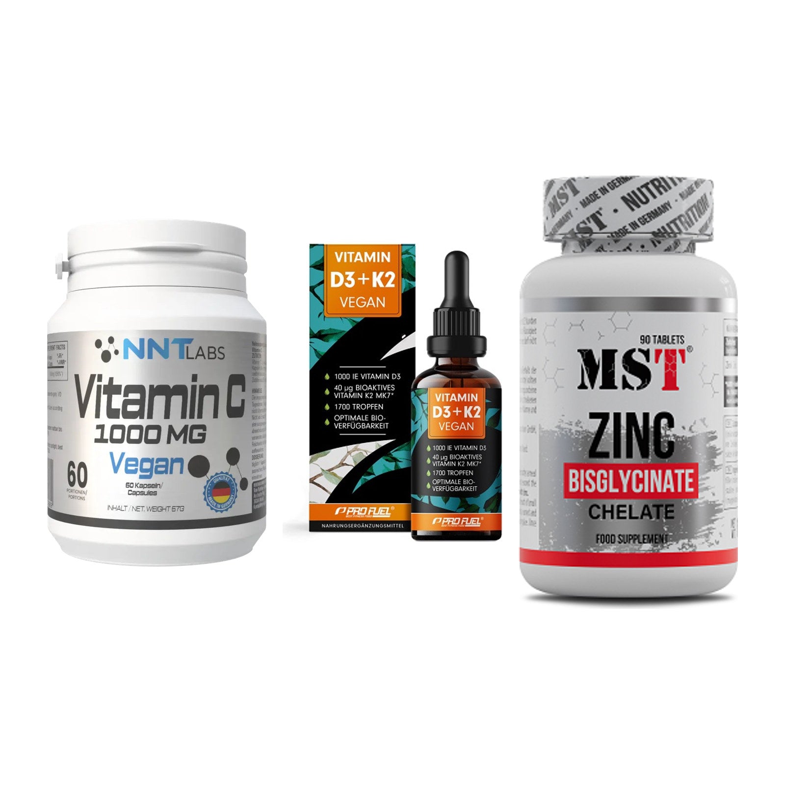 Immun-Set: NNT Vitamin C + ProFuel Vitamin + MST Zinc Chelate – alle enthaltenen Artikel
