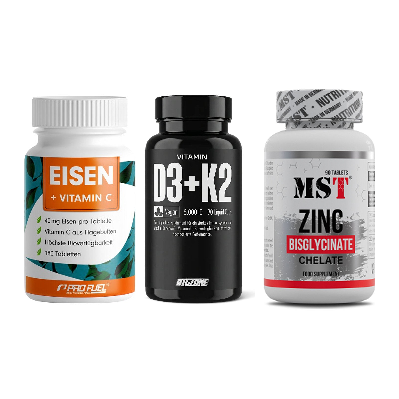 Immun-Set: ProFuel EISEN + Big Zone Vitamin + MST Zinc Chelate – alle enthaltenen Artikel