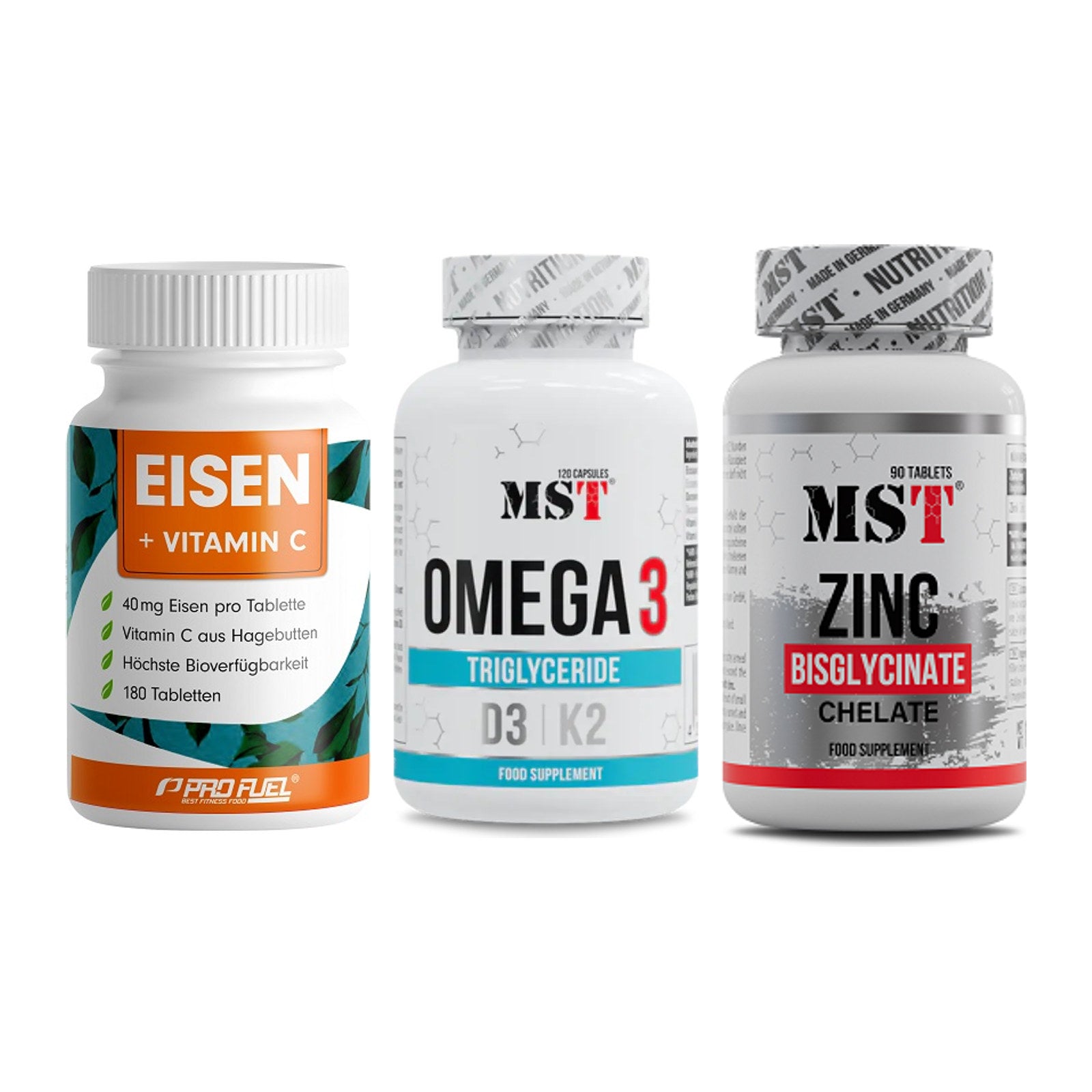 Immun-Set: ProFuel EISEN + MST Omega 3 500 + MST Zinc Chelate – alle enthaltenen Artikel
