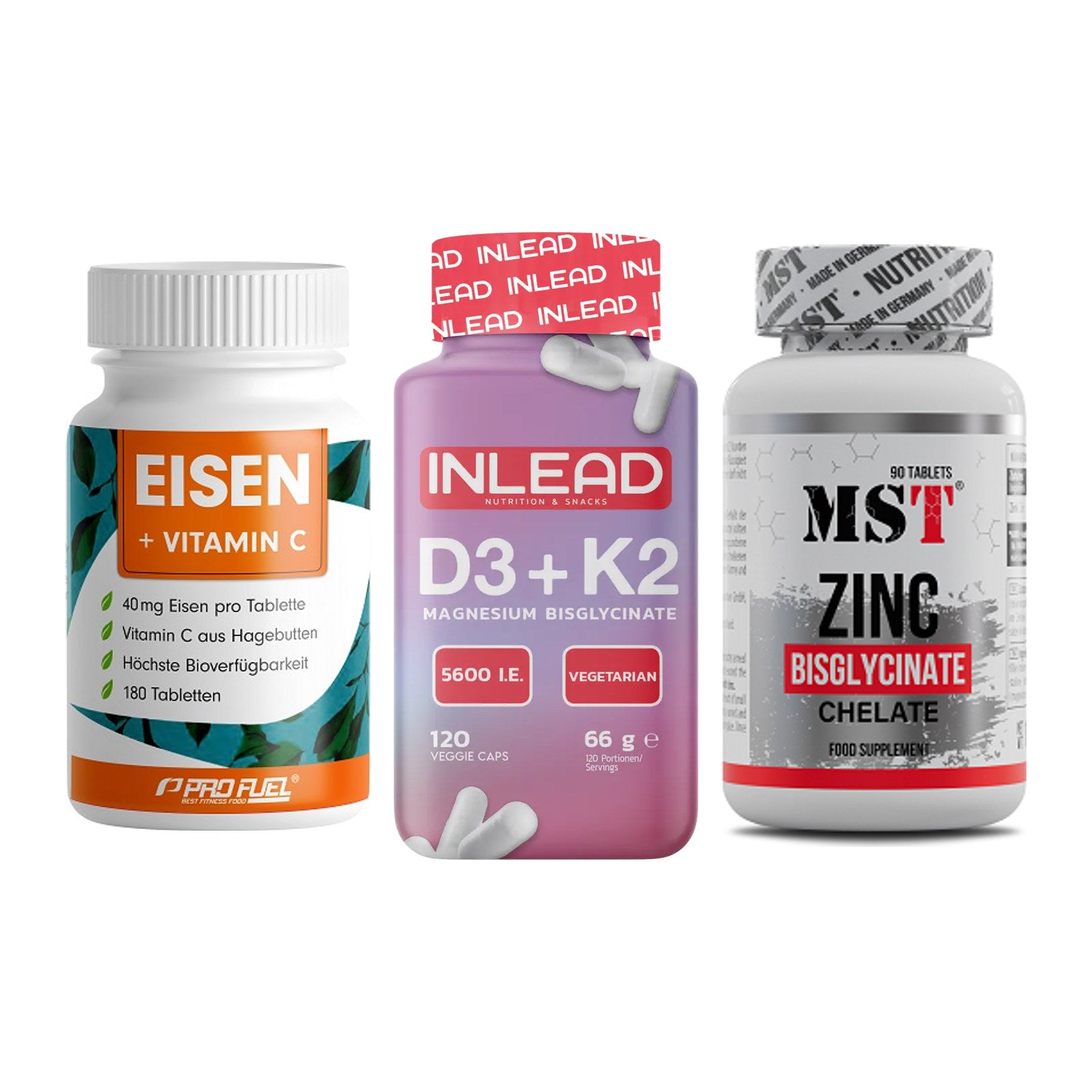 Immun-Set: ProFuel EISEN + INLEAD Vitamin D3 + MST Zinc Chelate – alle enthaltenen Artikel