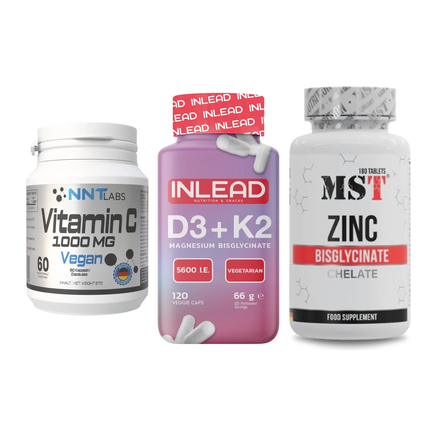 Immun-Set: NNT Vitamin C + INLEAD Vitamin D3 + MST Zinc Chelate – alle enthaltenen Artikel