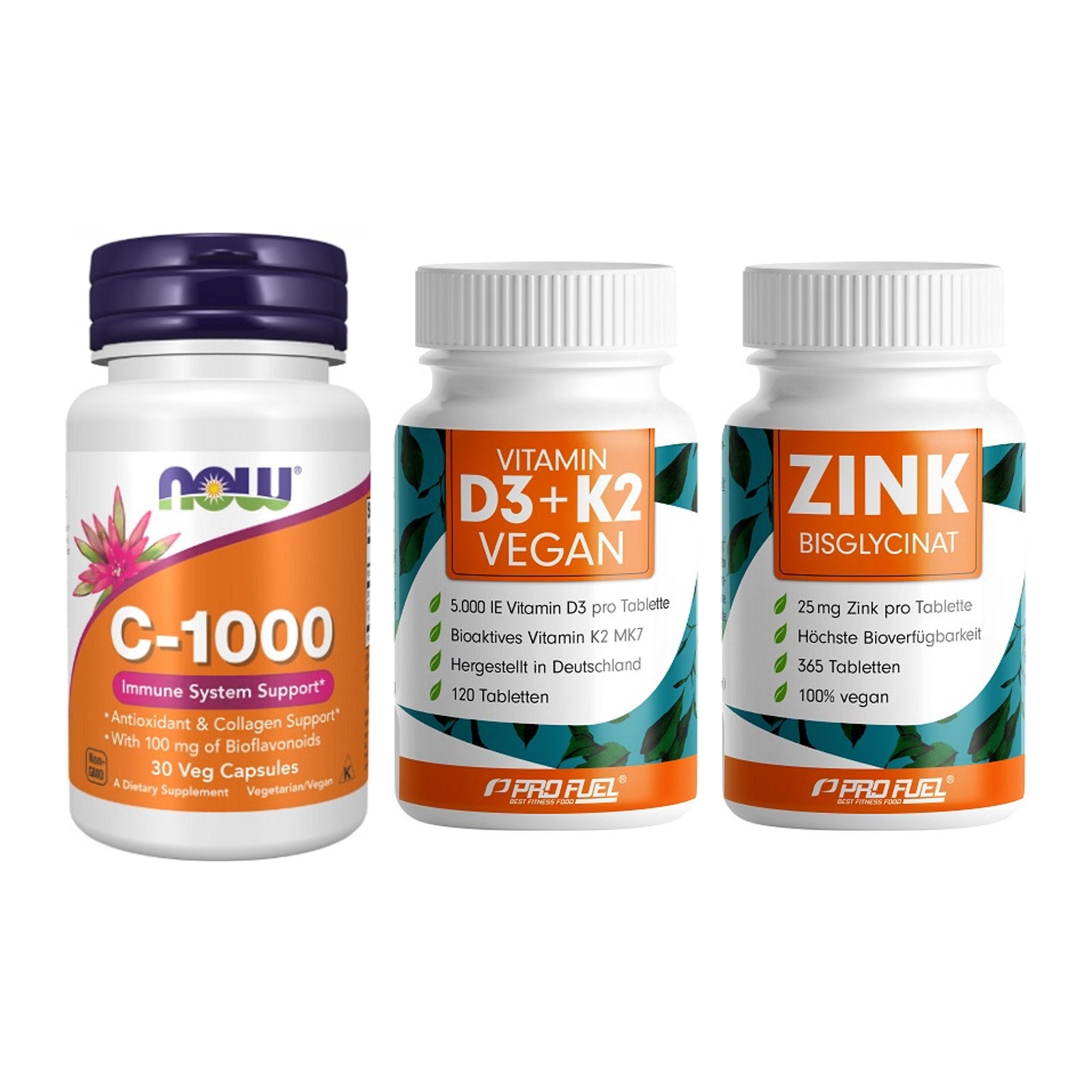 Immun-Set: Now Foods Vitamin + ProFuel Vitamin + ProFuel Zink – alle enthaltenen Artikel