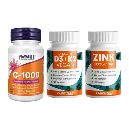Immun-Set: Now Foods Vitamin + ProFuel Vitamin + ProFuel Zink – alle enthaltenen Artikel