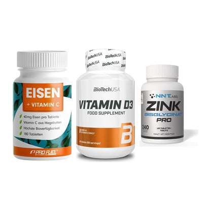 Immun-Set: ProFuel EISEN + BioTech Vitamin + NNT Zink 50mg – alle enthaltenen Artikel