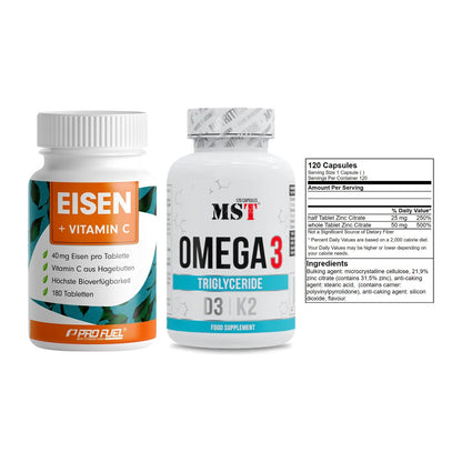 Immun-Set: ProFuel EISEN + MST Omega 3 500 + GN Zinc Citrate – alle enthaltenen Artikel