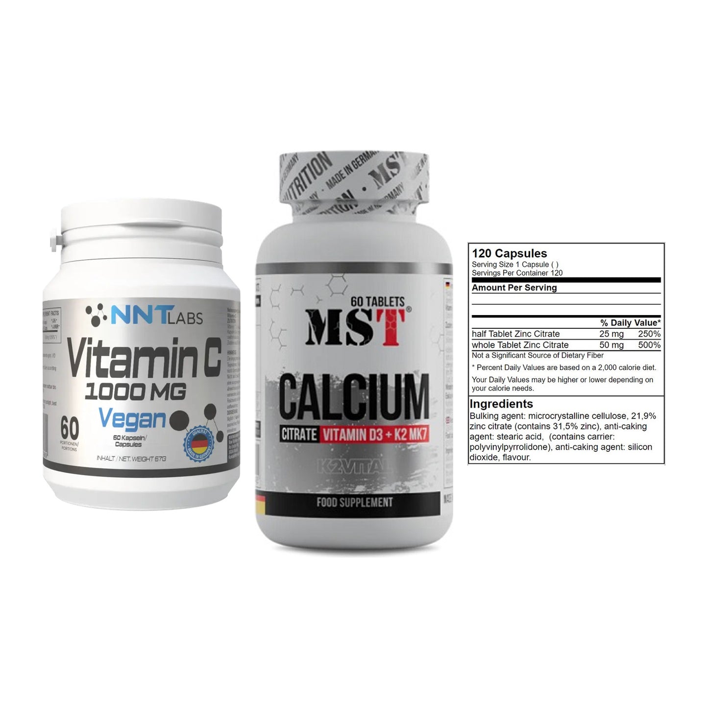 Immun-Set: NNT Vitamin C + MST Calcium + GN Zinc Citrate – alle enthaltenen Artikel