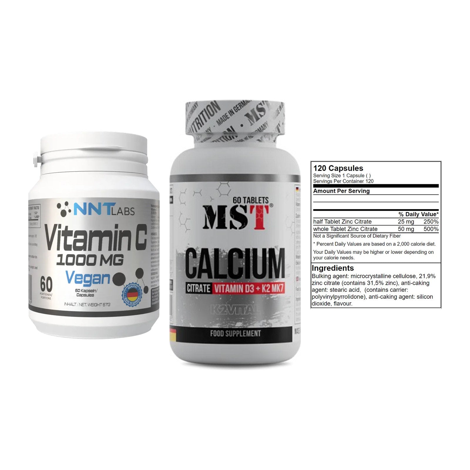 Immun-Set: NNT Vitamin C + MST Calcium + GN Zinc Citrate – alle enthaltenen Artikel