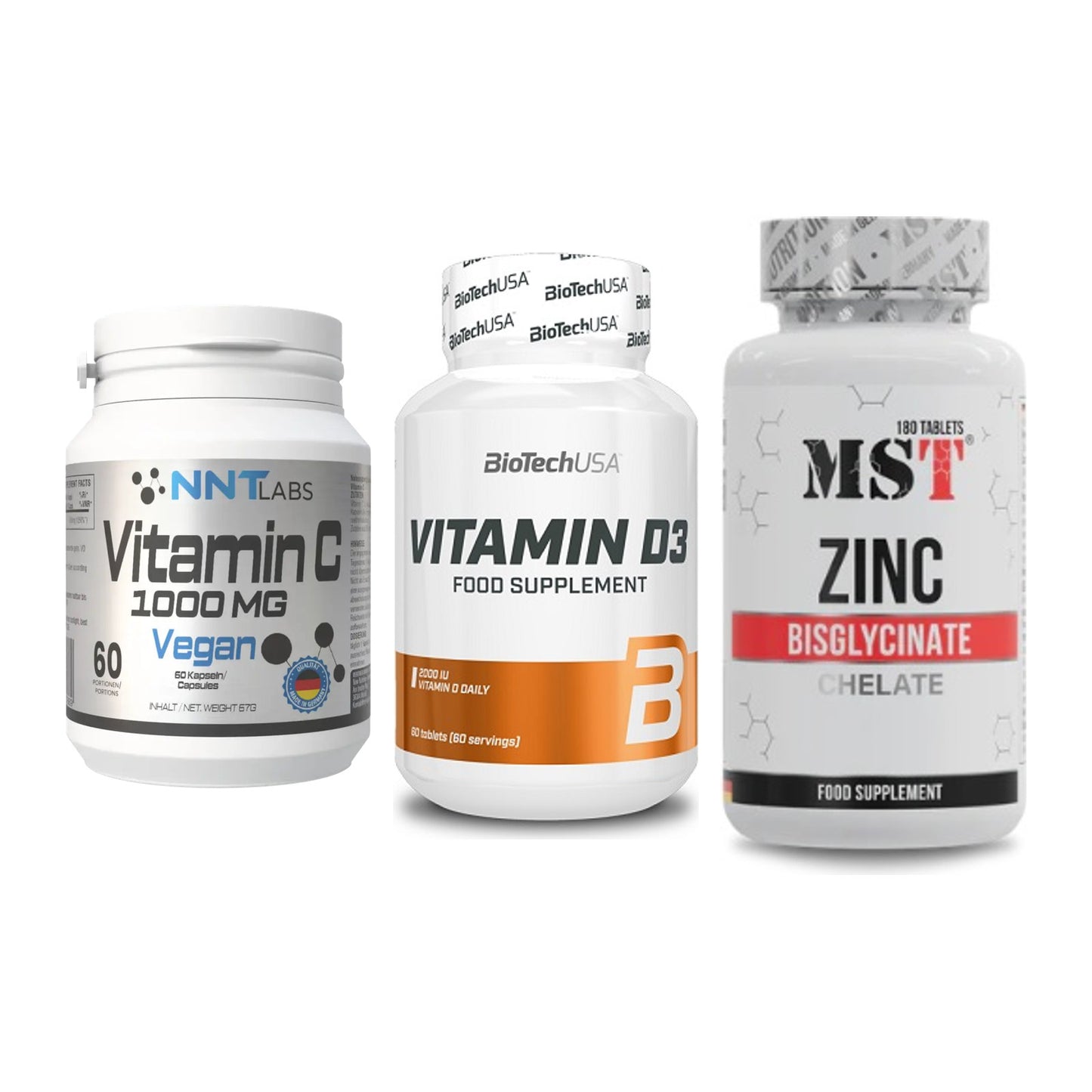 Immun-Set: NNT Vitamin C + BioTech Vitamin + MST Zinc Chelate – alle enthaltenen Artikel