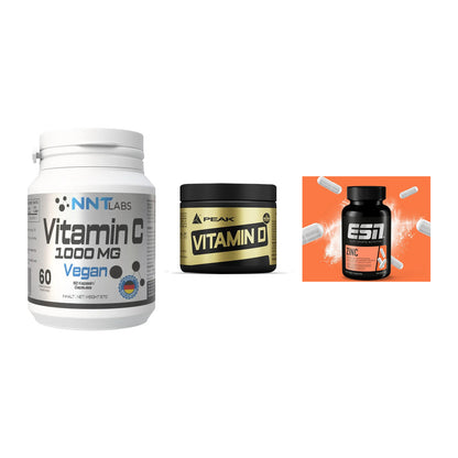 Immun-Set: NNT Vitamin C 1000 mg + Peak Vitamin D 180 Tabl. + ESN Zinc – alle enthaltenen Artikel