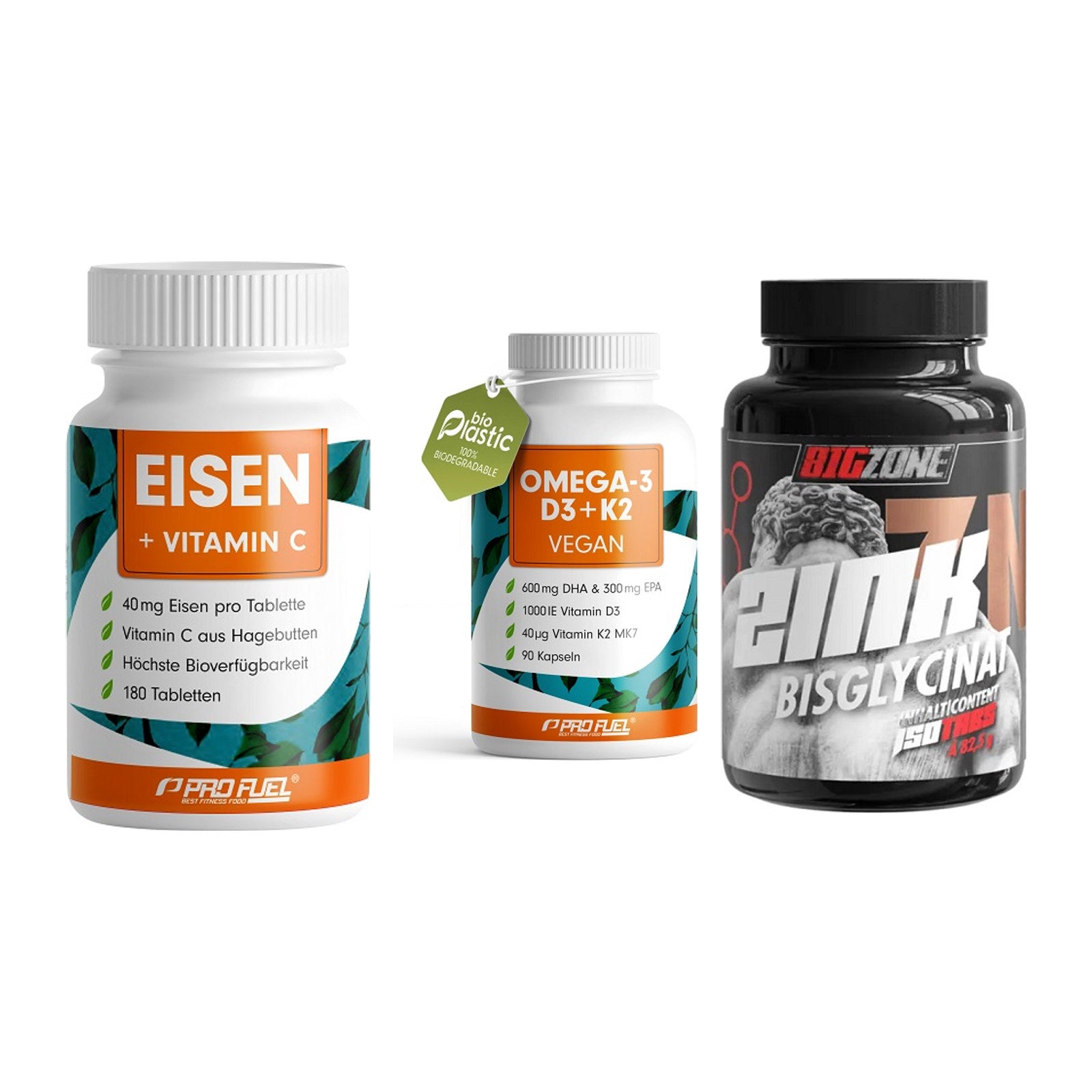 Immun-Set: ProFuel EISEN + ProFuel Omega 3 + Big Zone Zink – alle enthaltenen Artikel