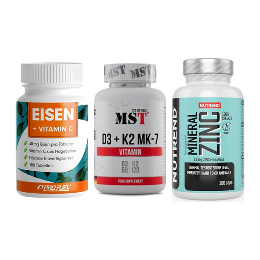 Immun-Set: ProFuel EISEN + MST Vitamin D3 + Nutrend Zinc – alle enthaltenen Artikel