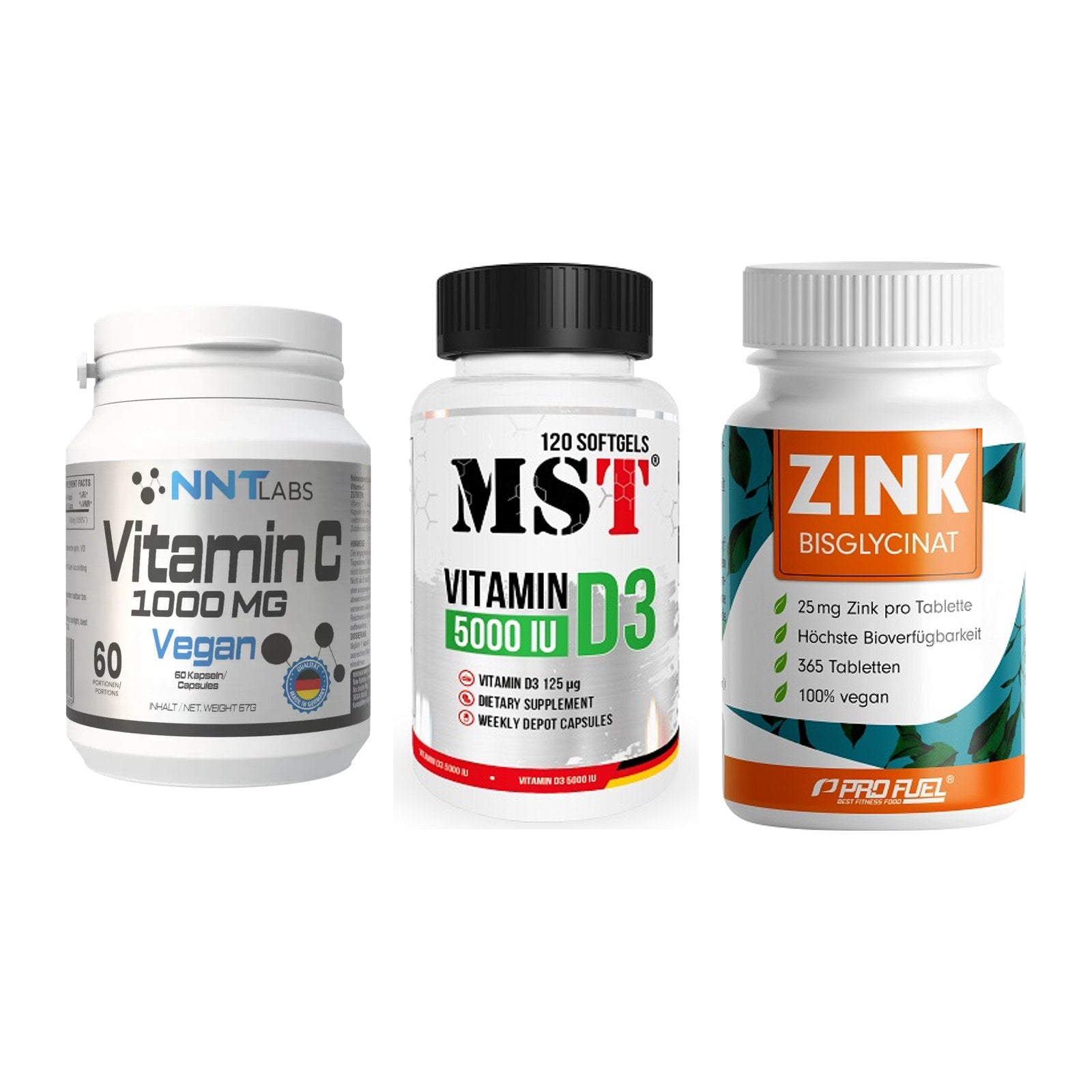 Immun-Set: NNT Vitamin C + MST Vitamin D3 + ProFuel Zink – alle enthaltenen Artikel