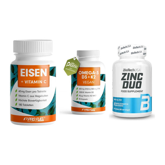 Immun-Set: ProFuel EISEN + ProFuel Omega 3 + BioTech Zinc Duo – alle enthaltenen Artikel