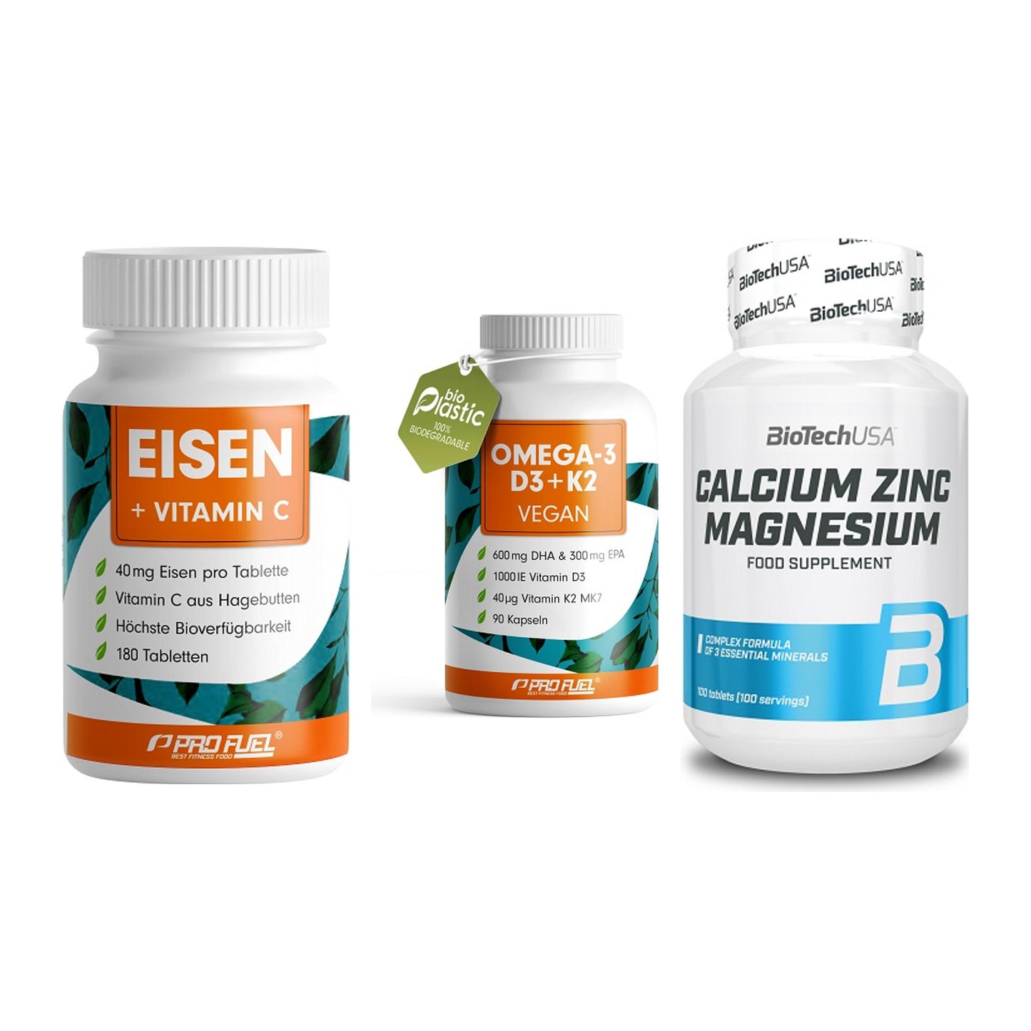 Immun-Set: ProFuel EISEN + ProFuel Omega 3 + BioTech Calcium – alle enthaltenen Artikel