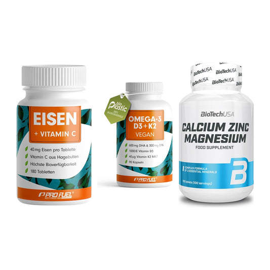 Immun-Set: ProFuel EISEN + ProFuel Omega 3 + BioTech Calcium – alle enthaltenen Artikel