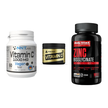 Immun-Set: NNT Vitamin C + Peak Vitamin D + Body Attack Zink – alle enthaltenen Artikel