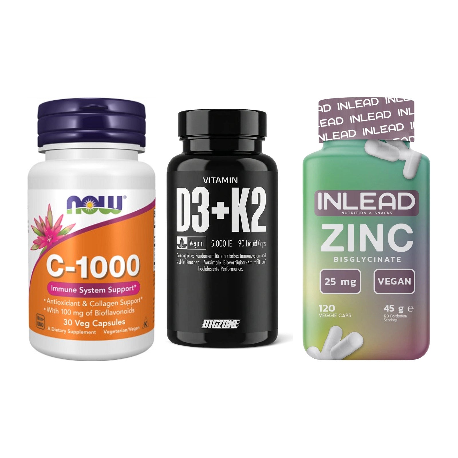 Immun-Set: Now Foods Vitamin + Big Zone Vitamin + INLEAD Zink – alle enthaltenen Artikel