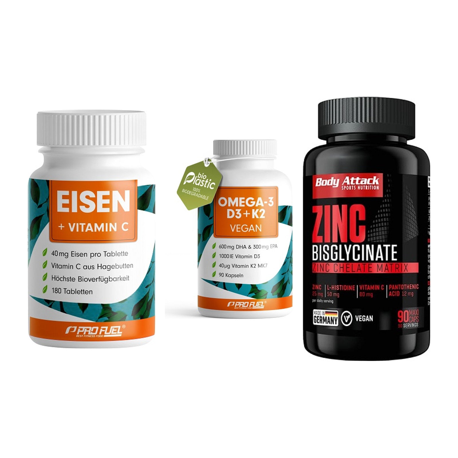 Immun-Set: ProFuel EISEN + ProFuel Omega 3 + Body Attack Zink – alle enthaltenen Artikel