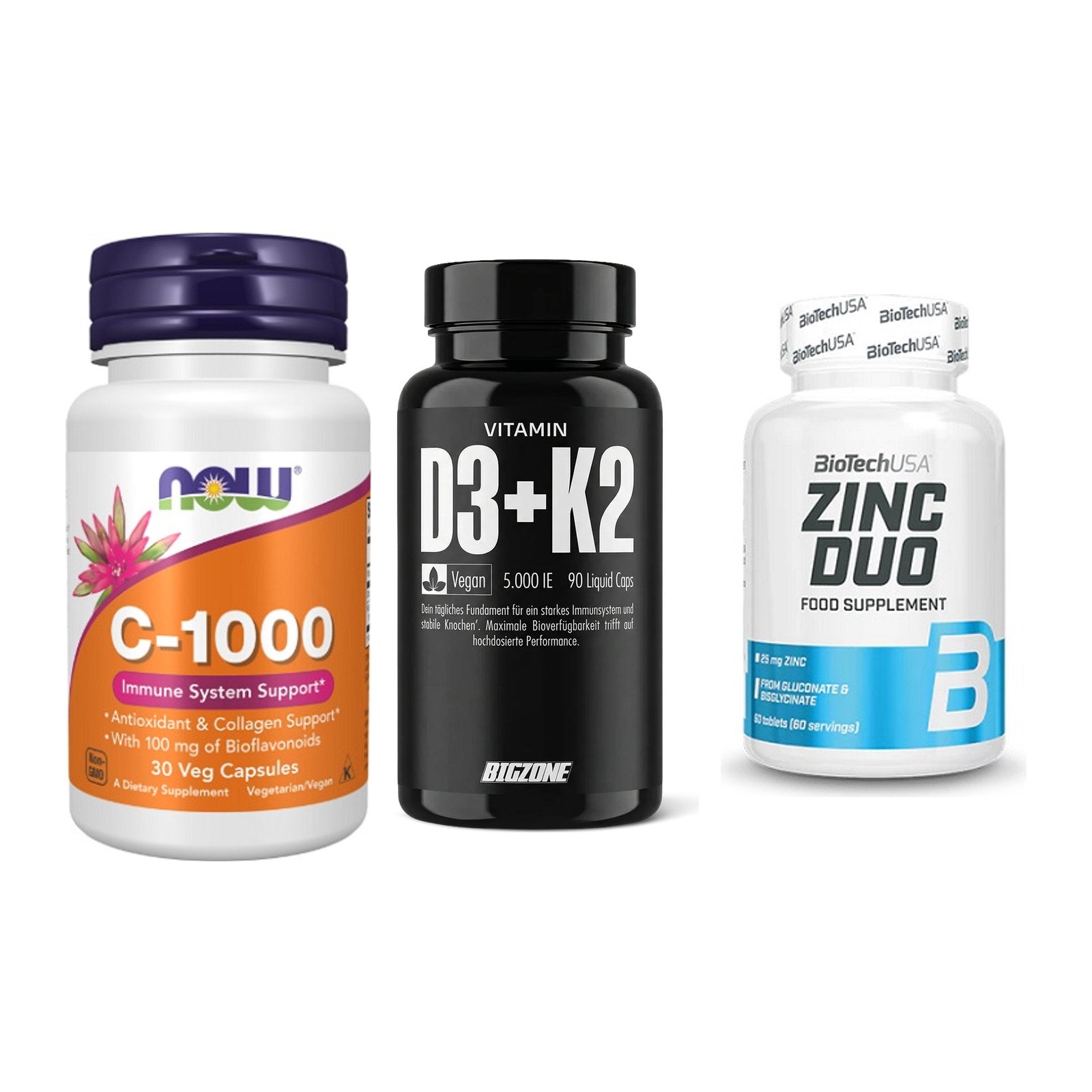 Immun-Set: Now Foods Vitamin + Big Zone Vitamin + BioTech Zinc Duo – alle enthaltenen Artikel